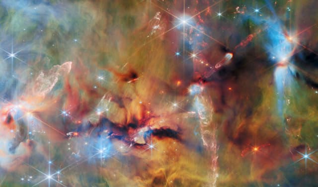 Farbenprächtiges JWST-Bild von jungen Sternen im Orion vom 5. Juni 2026