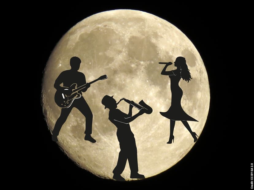 Musiker vor dem Vollmond